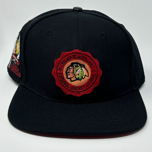 Chicago Blackhawks Hat Cap Pro Standard Stanley Cup Wool Blend Snapback Black - Picture 12 of 12